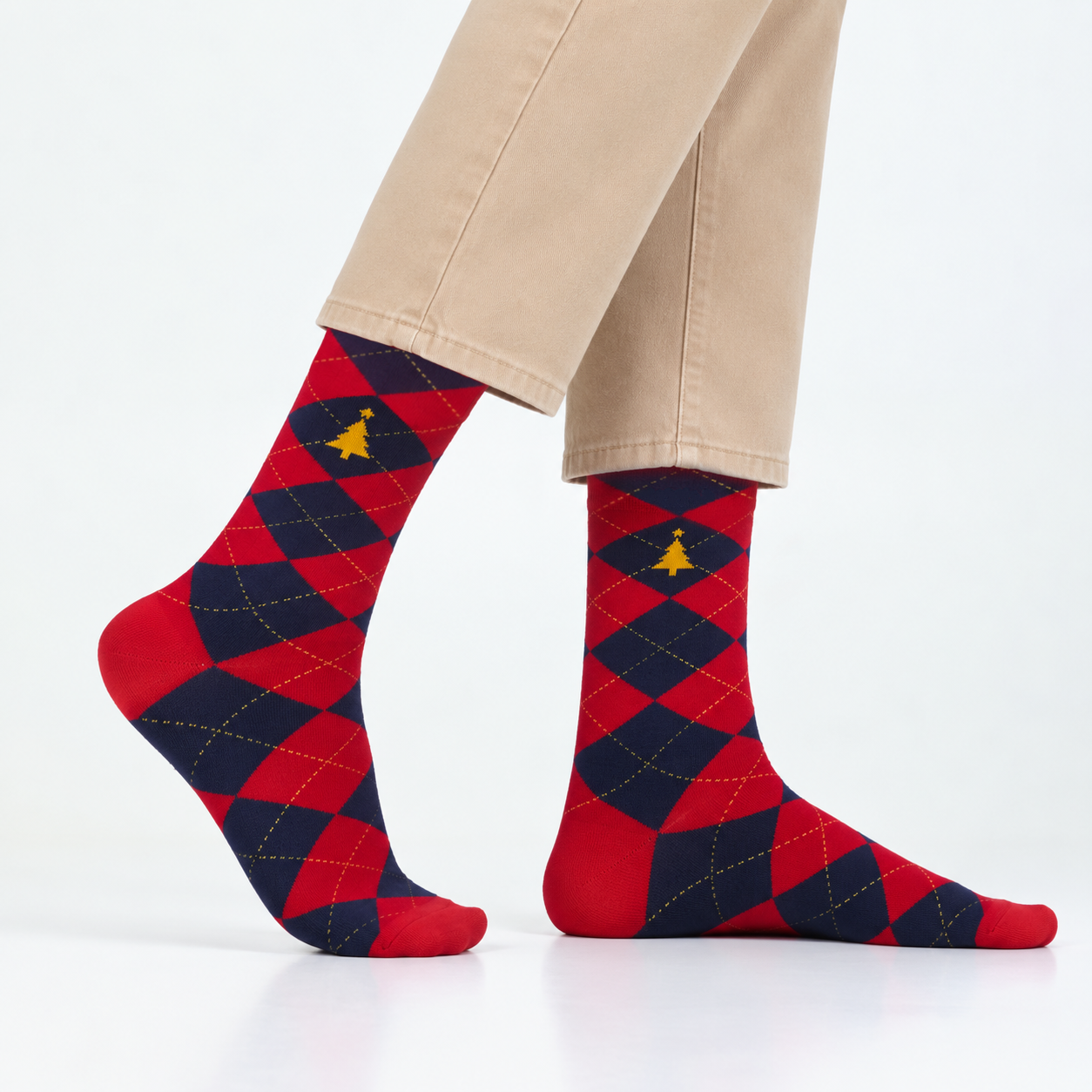 Xmas Argyle Men's Crew Socks