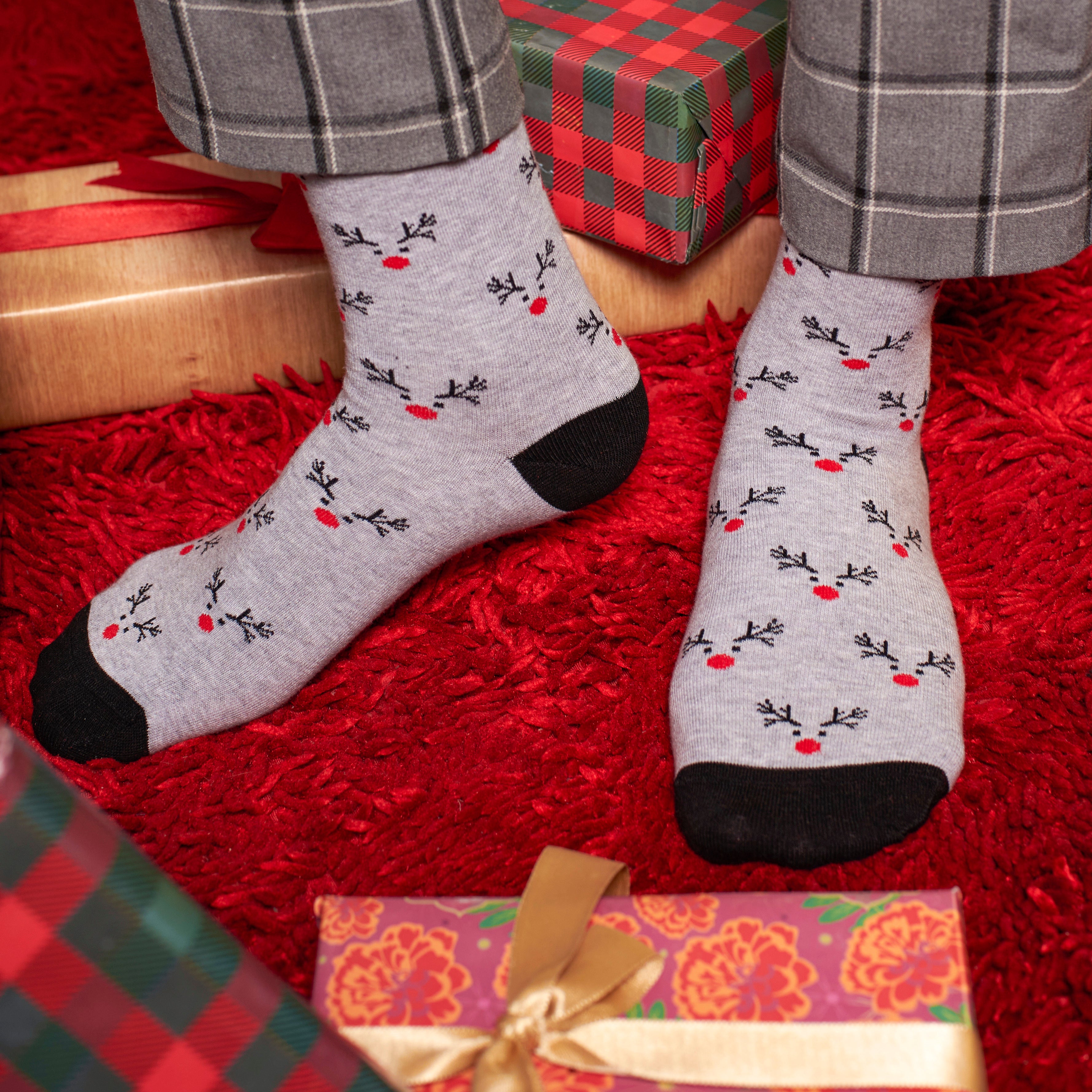 Red Nose Rudolph Men's Ankle Socks