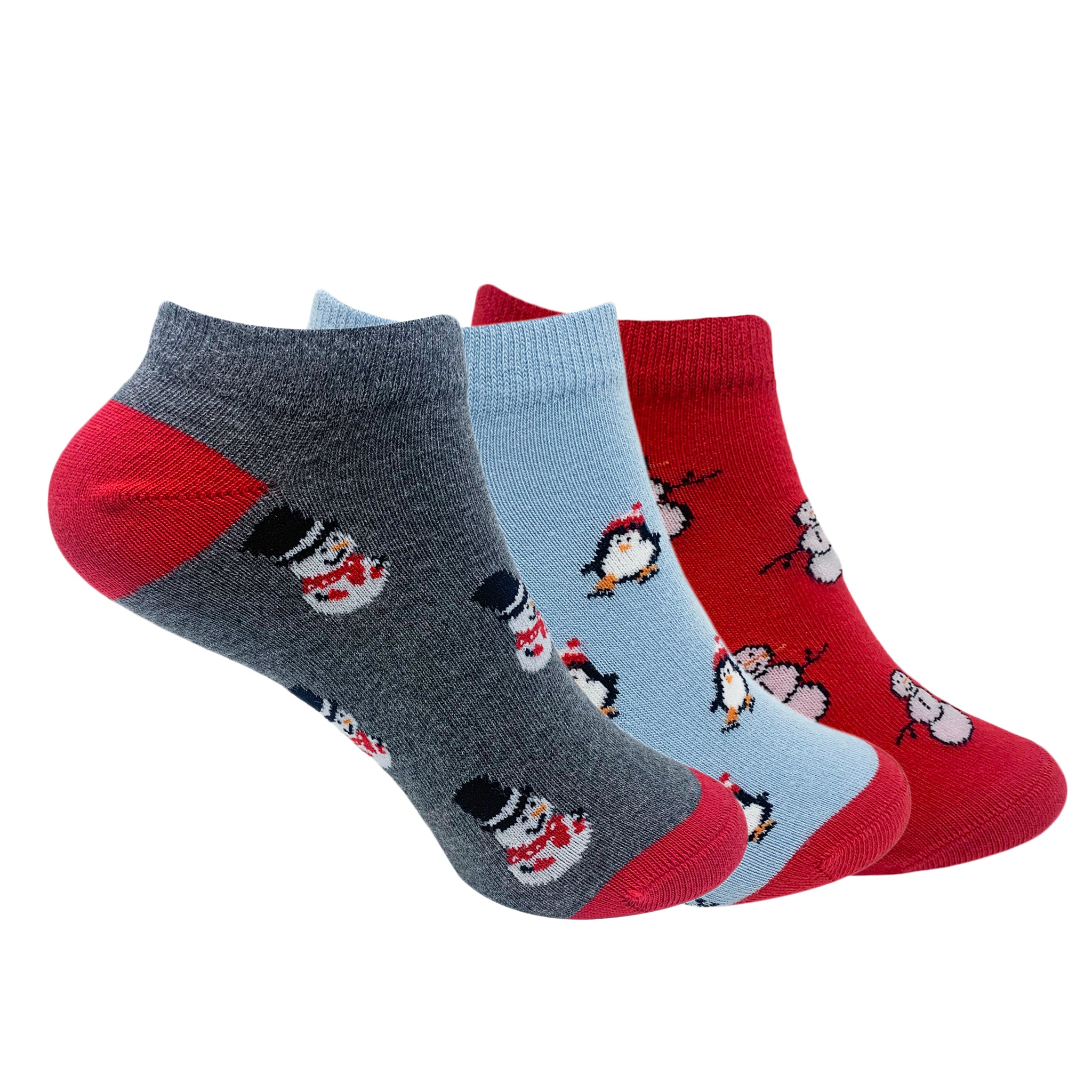 Santa In Town Set-of-3 Ankle Socks for Women