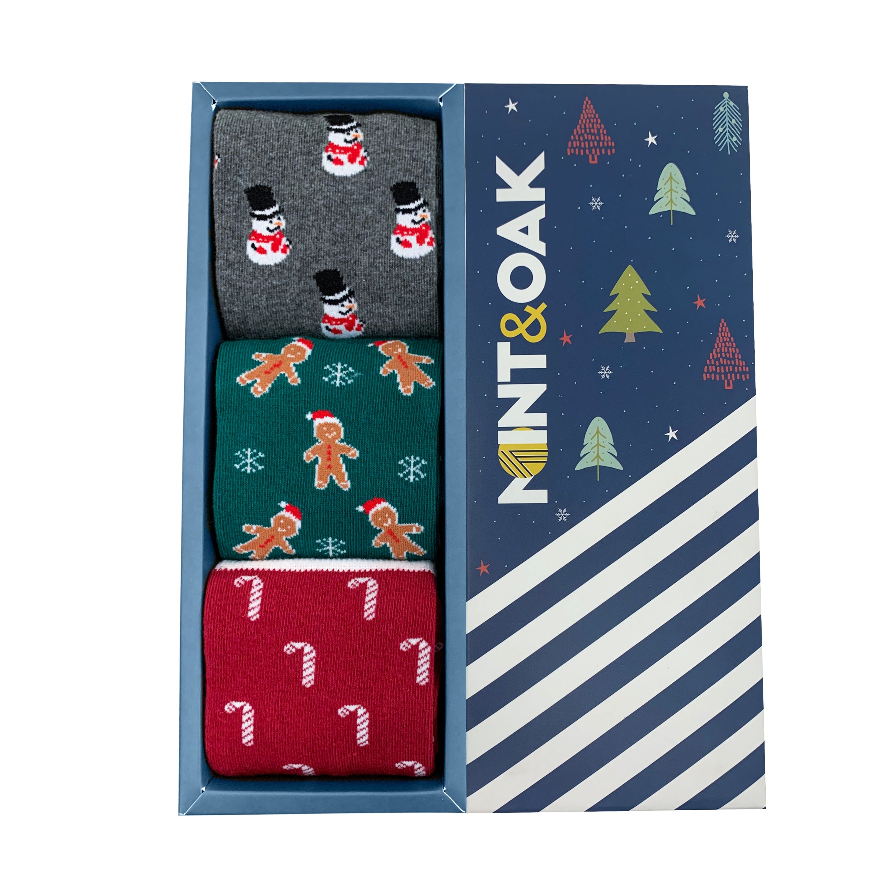Happy Snowflake Set-of-3 Crew Socks for Men