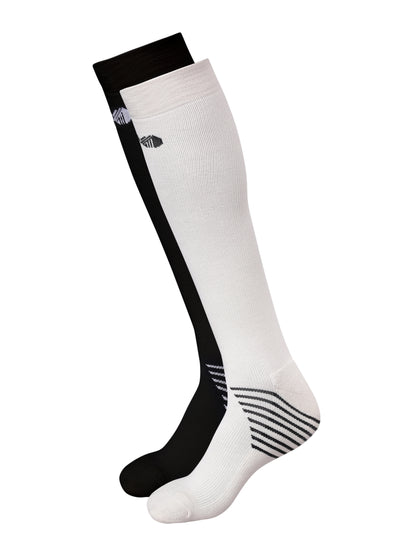 Bamboo Compression Socks for Men and Women - Set of 2 (Off-White, Black)