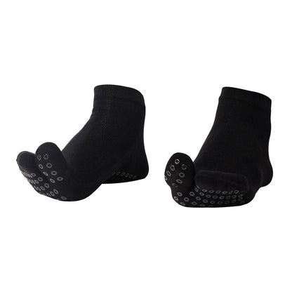Unisex Anti-Slip Two-Toe Grip Socks for Elderly Care - Black