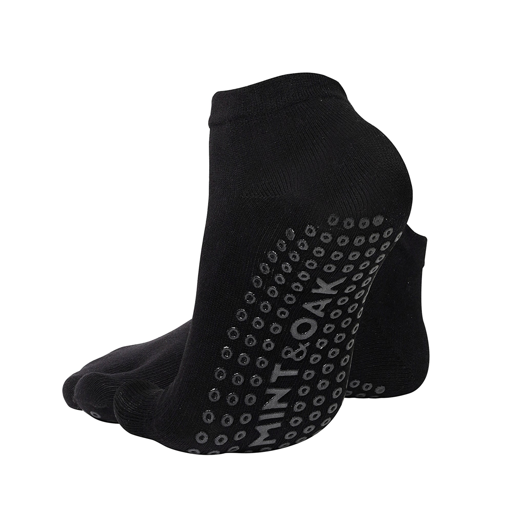 Unisex Anti-Slip Two-Toe Grip Socks for Elderly Care - Black