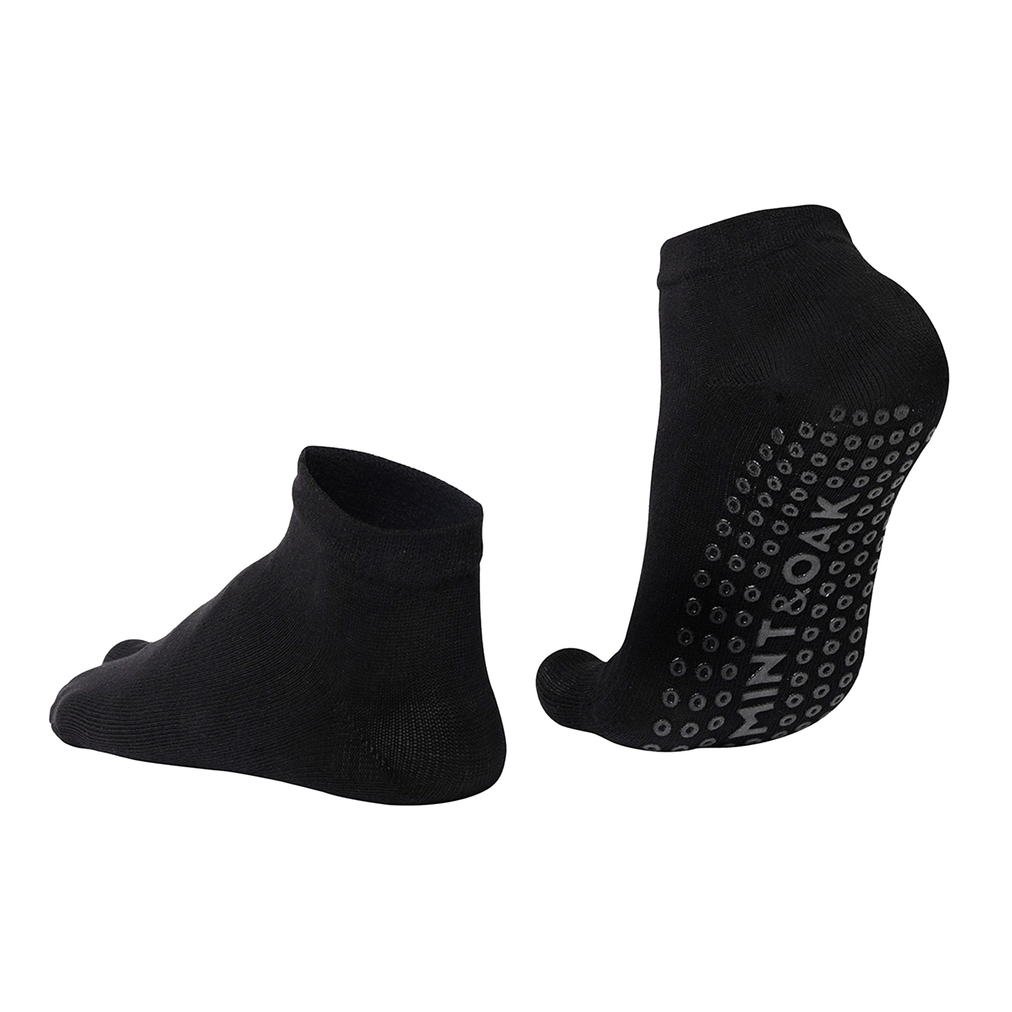 Unisex Anti-Slip Two-Toe Grip Socks for Elderly Care - Black