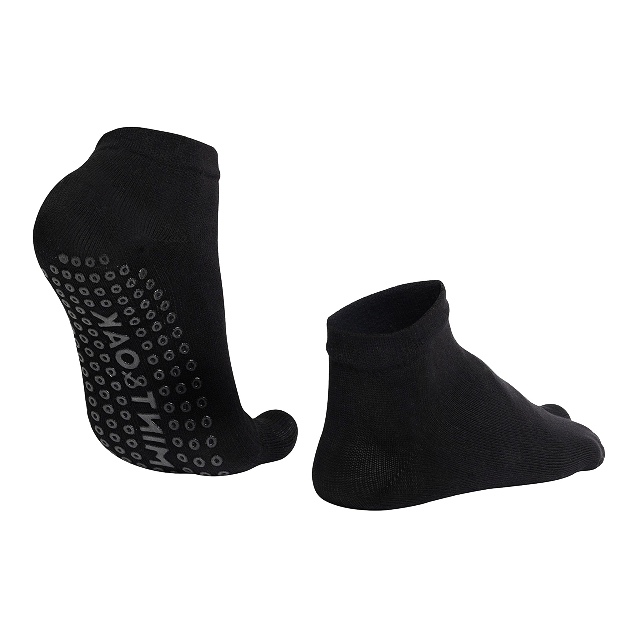 Unisex Anti-Slip Two-Toe Grip Socks for Elderly Care - Black