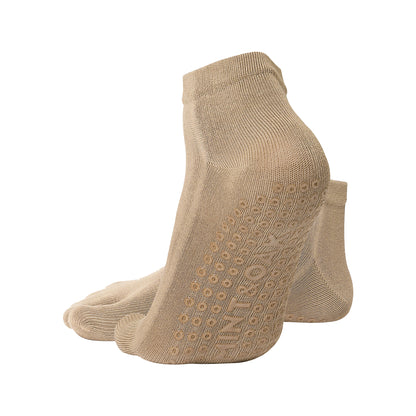 Unisex Anti-Slip Two-Toe Grip Socks for Elderly Care - Beige