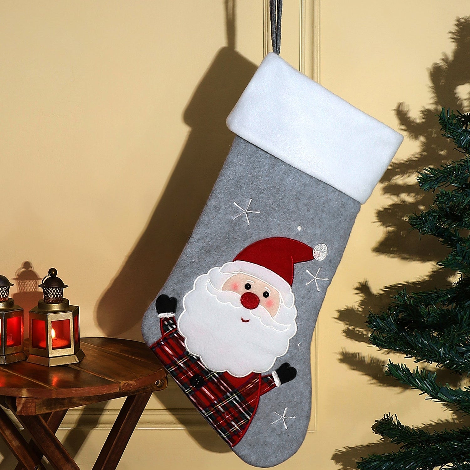 Grey Santa Stocking