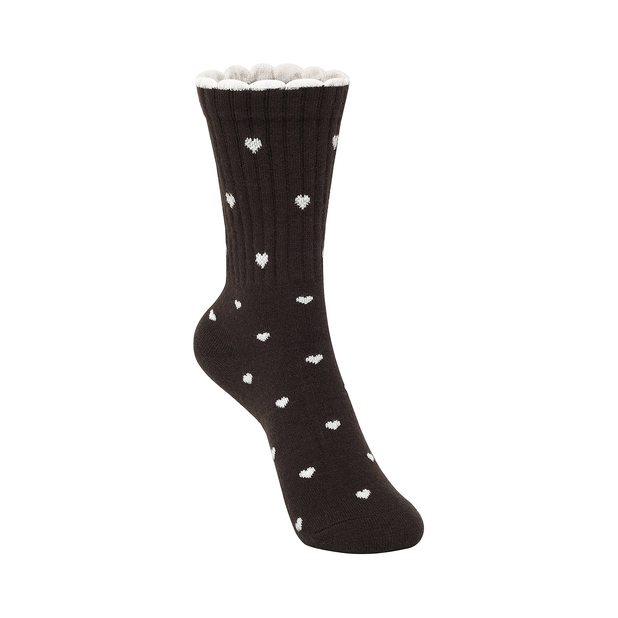 Women's Premium Wool blend Crew Socks - Dark brown