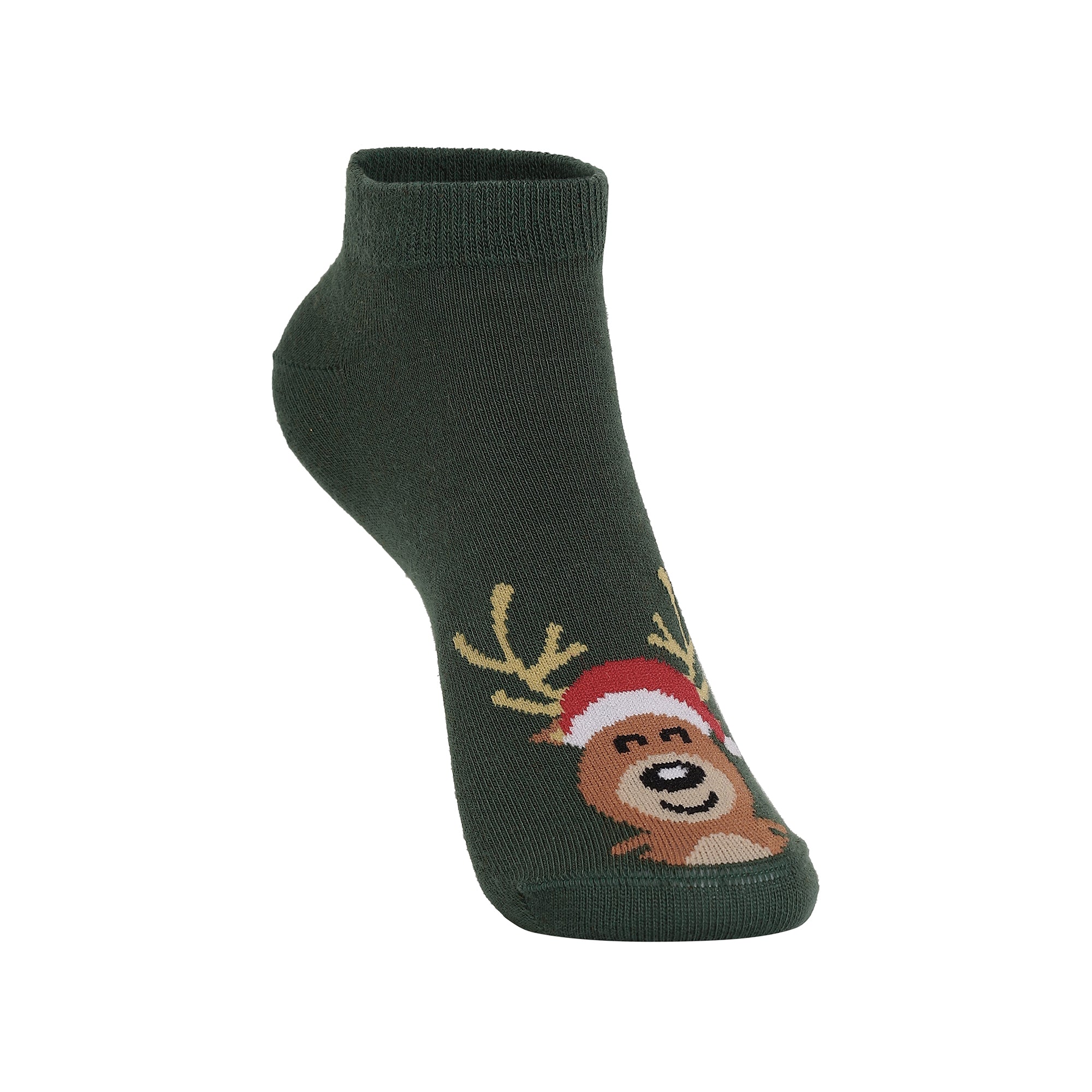Green Jolly Antlers Socks For Women