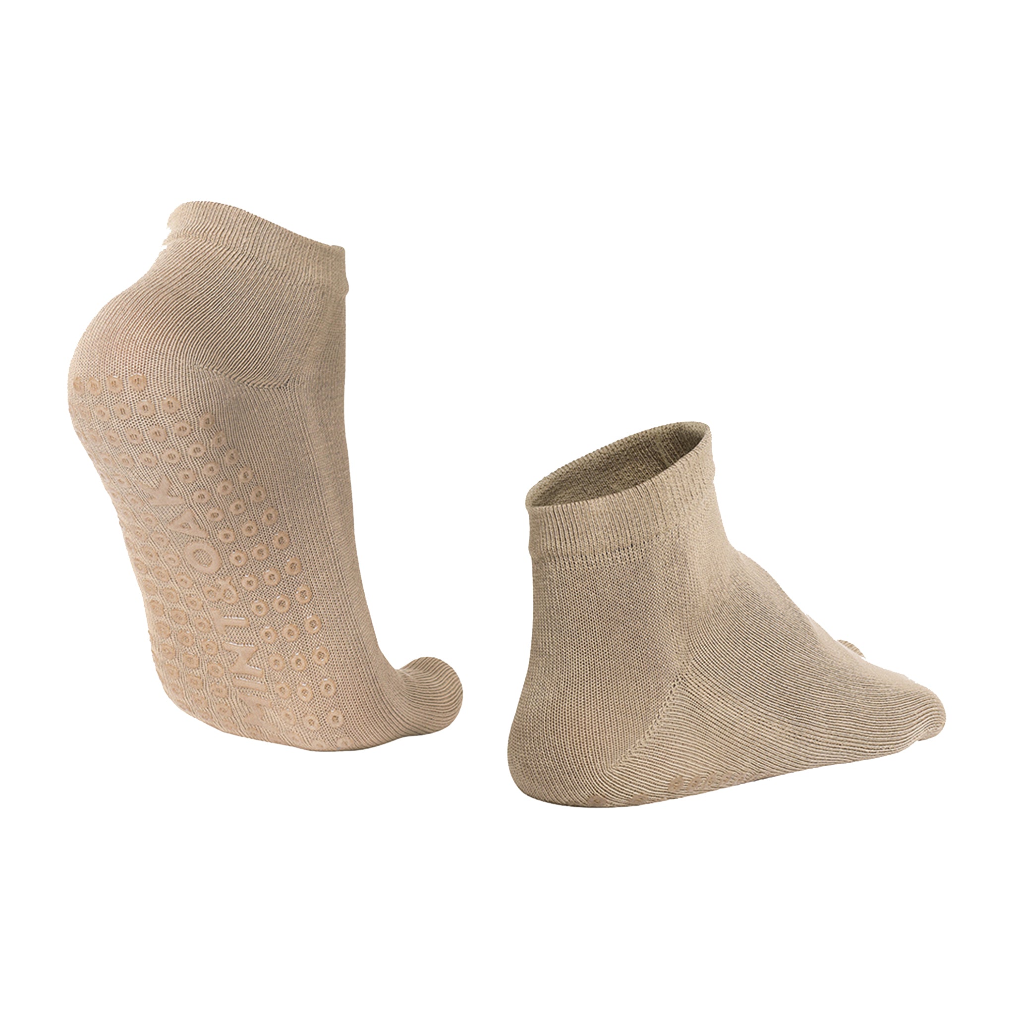 Unisex Anti-Slip Two-Toe Grip Socks for Elderly Care - Beige