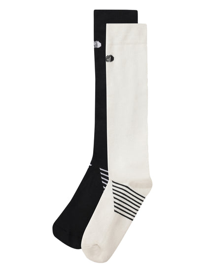Bamboo Compression Socks for Men and Women - Set of 2 (Off-White, Black)
