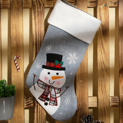 Grey Snowman Stocking