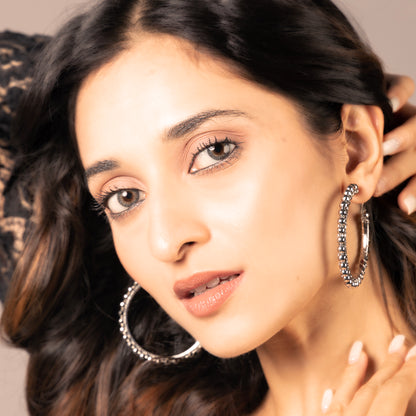 Silver Ball Hoop Earrings