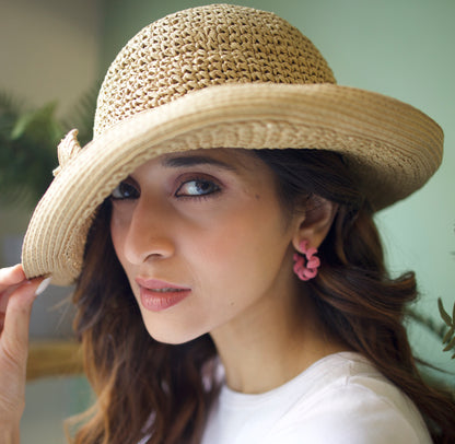 Flamingo pink curly hoops