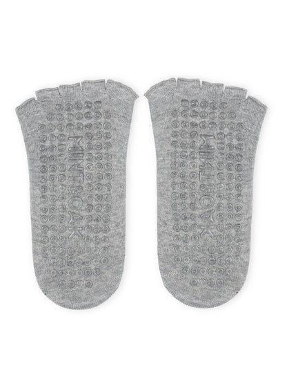 Yoga and Pilates Open Toe Non-Slip Socks for Women - Grey & Neon Green