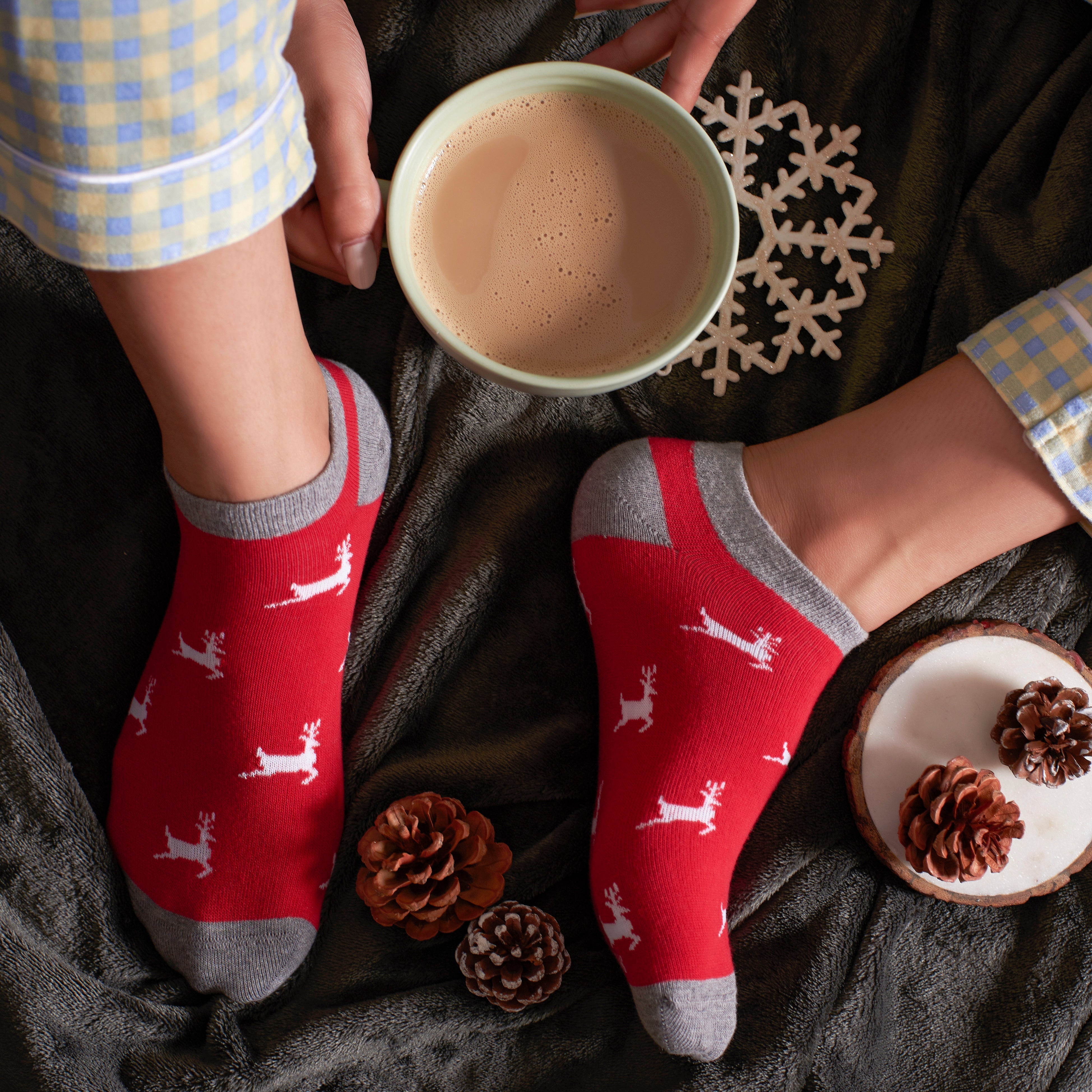Red Dasher Ankle Socks for Women