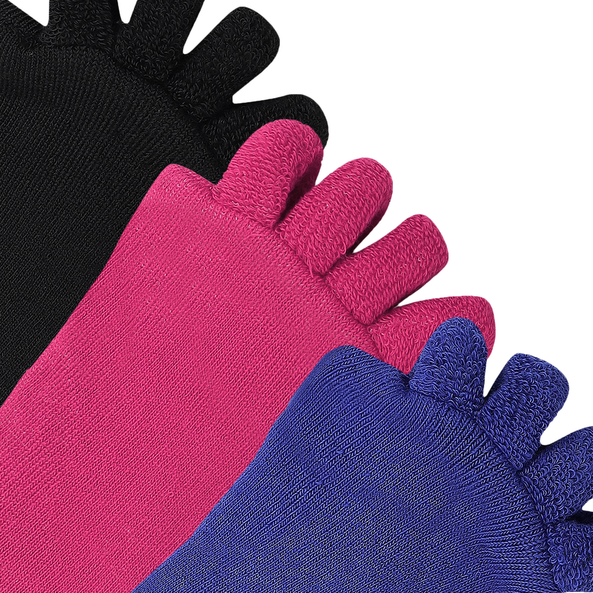 Foot Alignment Socks with Toe Separators Set Of 3- (Black, Blue, Pink)