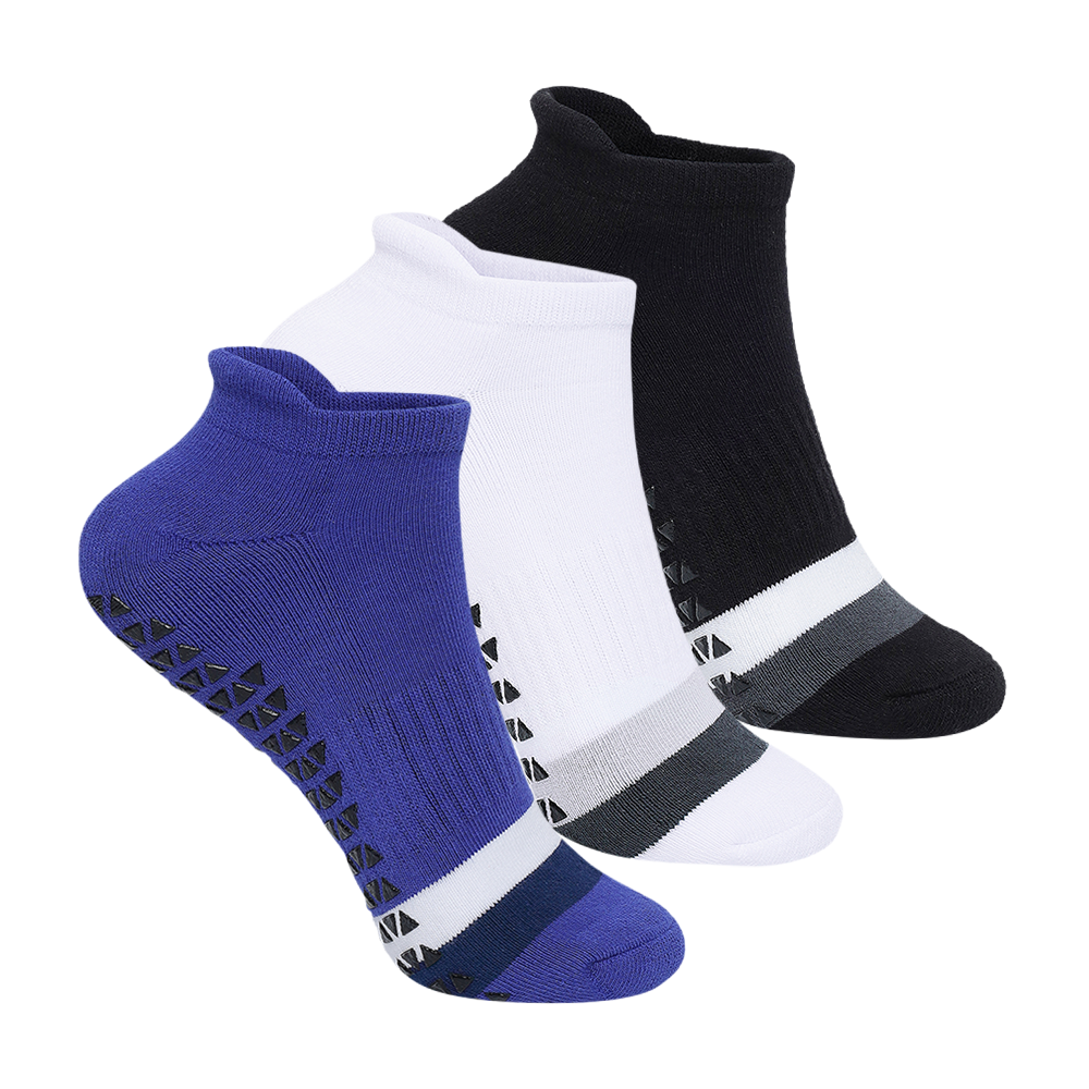 Unisex Ankle Sports Grip Socks Set Of 3 (White, Black, Navy Blue)