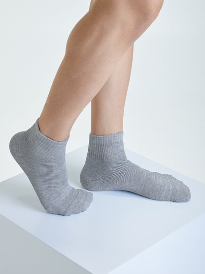 Sports terry Ankle Socks For Men -  Set Of 5 ( White, Grey, Black & Grey Melange, Blue Melange, White )