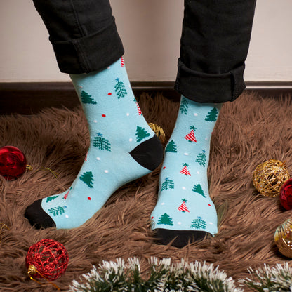 Cheerful Christmas Set-of-3 Crew Socks for Men