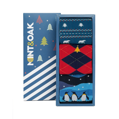Snow Day Set-of-3 Crew Socks for Men