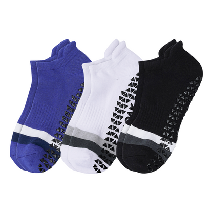 Unisex Ankle Sports Grip Socks Set Of 3 (White, Black, Navy Blue)