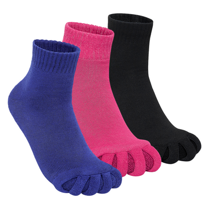 Foot Alignment Socks with Toe Separators Set Of 3- (Black, Blue, Pink)