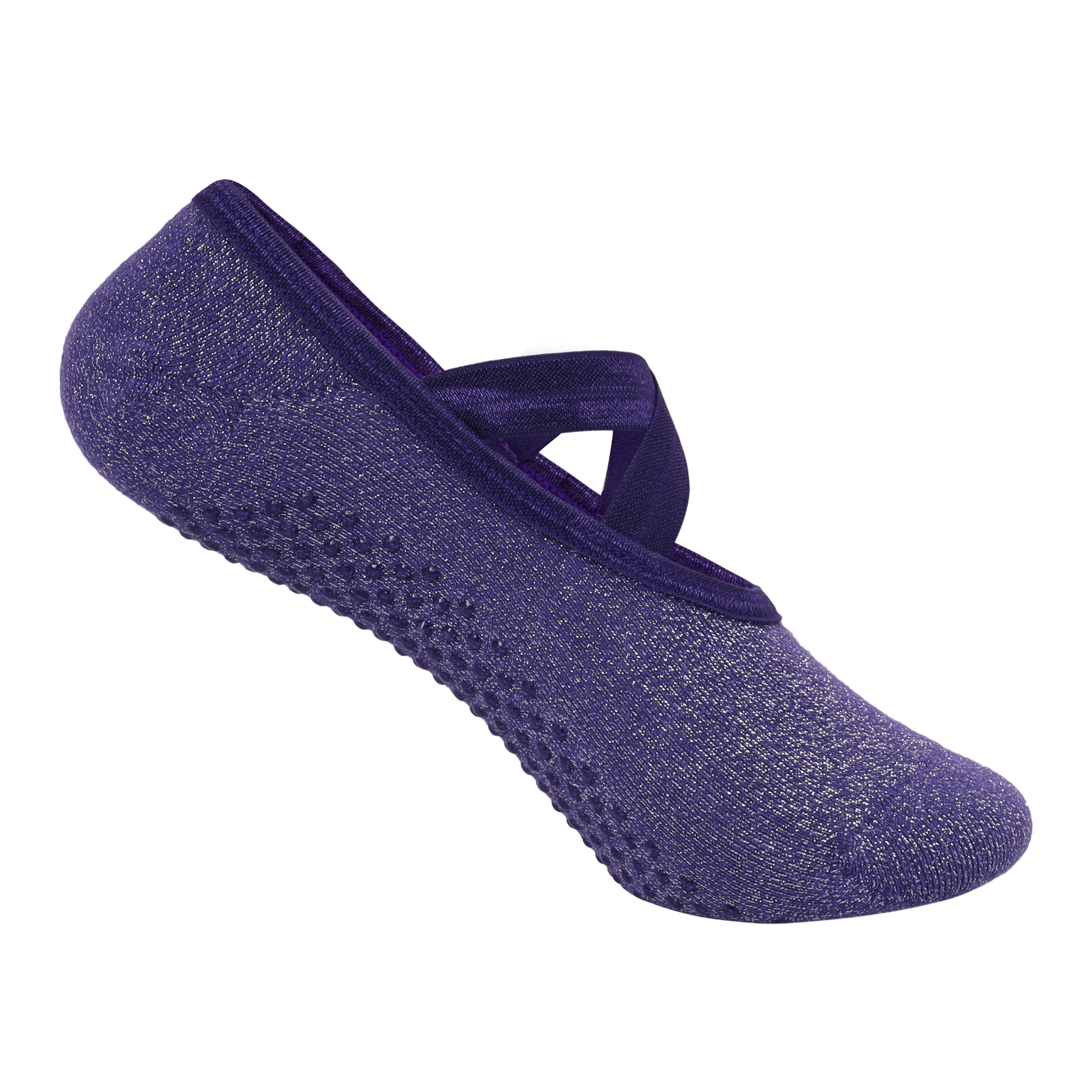 Yoga and Pilates Non-Slip Socks for Women - Shimmer Purple