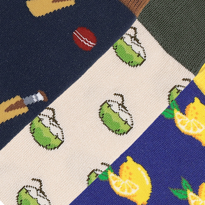Sip, Slice & Stride Set-of-3 Crew Socks for Men