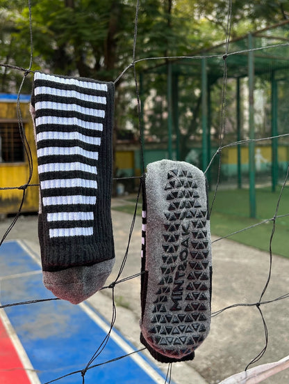 Grip Socks For Pickle, Paddle, Turf, Gym - White & Black