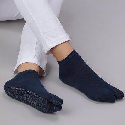 Pilates - Unisex Two-Toe Grip Socks – Anti-Slip Socks for Yoga, Pilates - Navy Blue