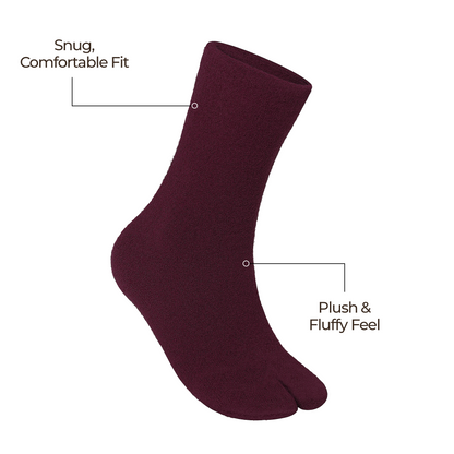 Women fuzzy Crew length socks - (WINE)