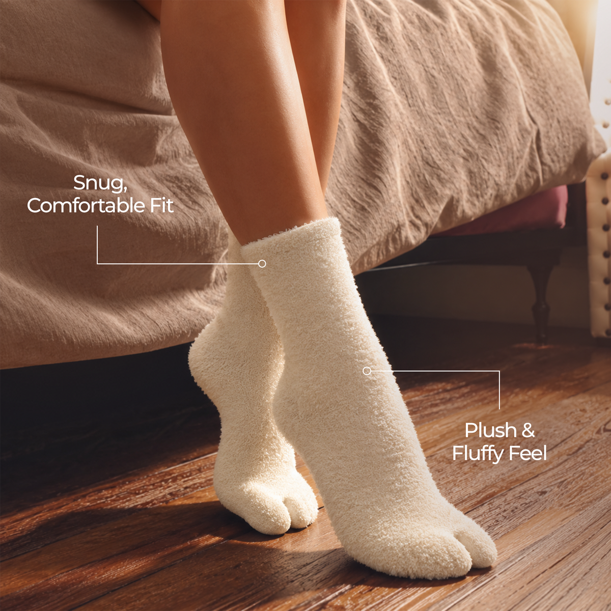 Women fuzzy Crew length socks - (BEIGE, BROWN, WINE)