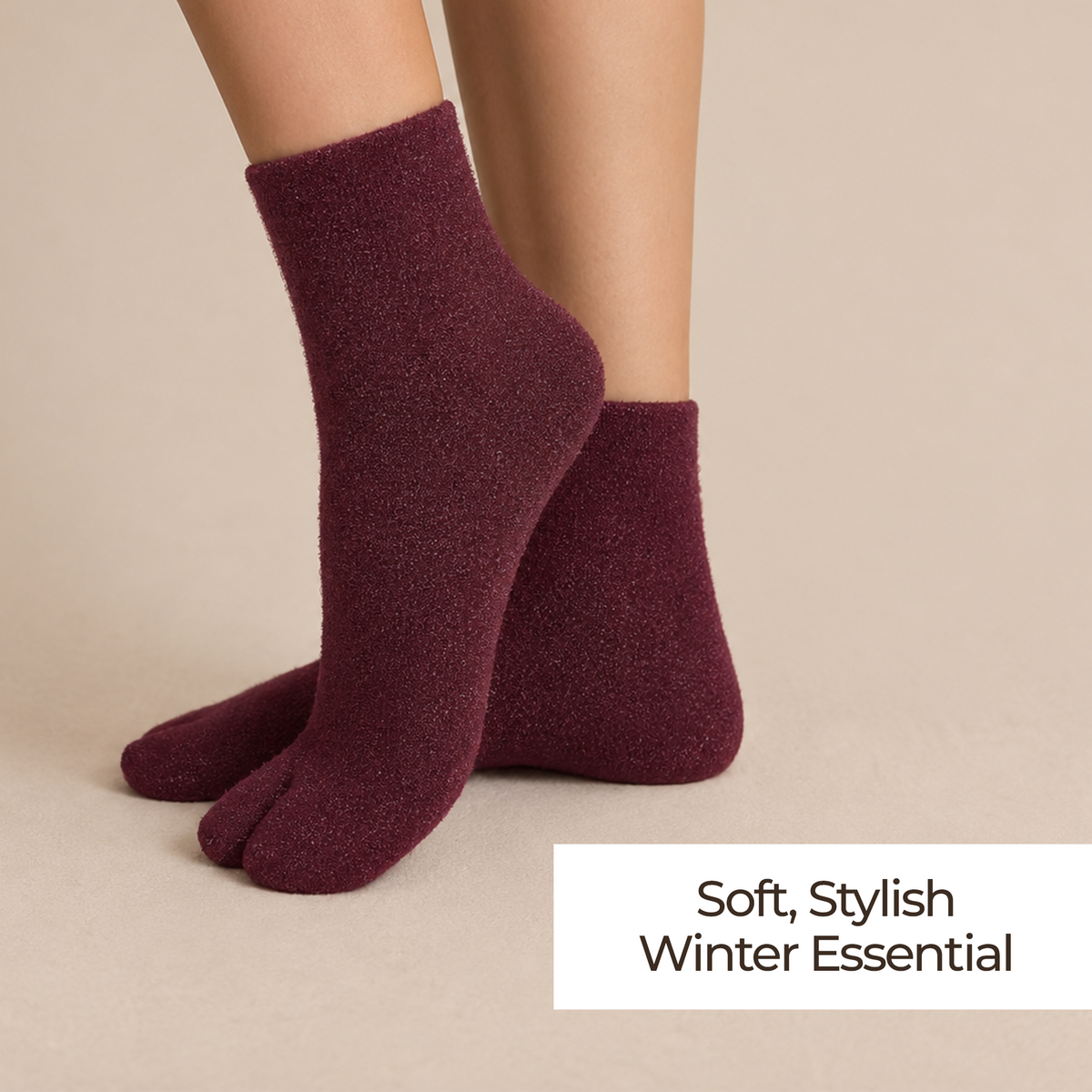 Women fuzzy Crew length socks - (BEIGE, BROWN, WINE)