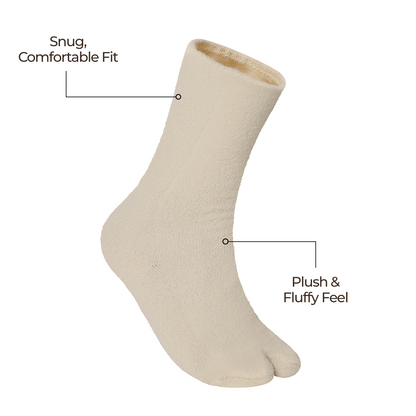 Women fuzzy Crew length socks - (BEIGE)
