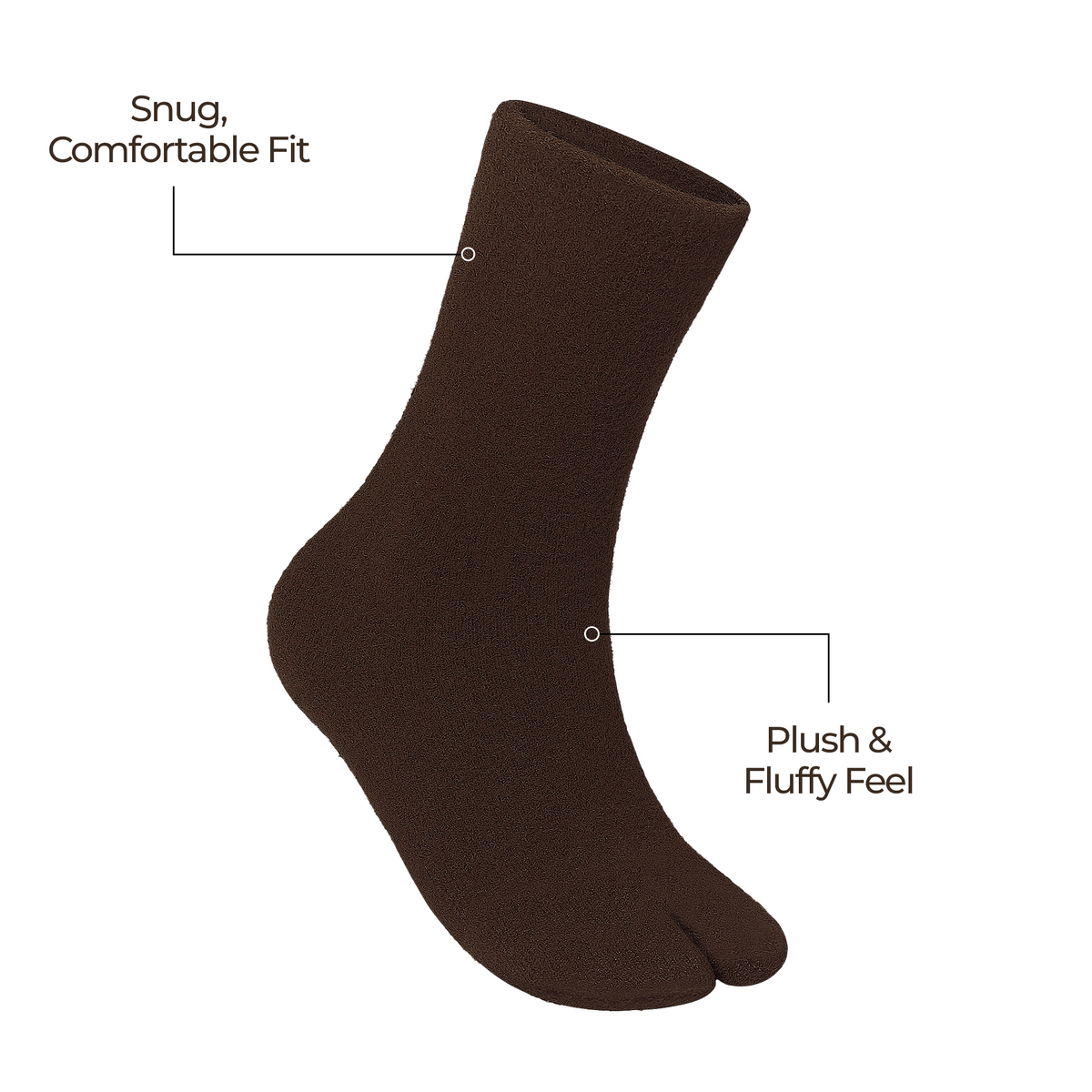 Women fuzzy Crew length socks - (BROWN)