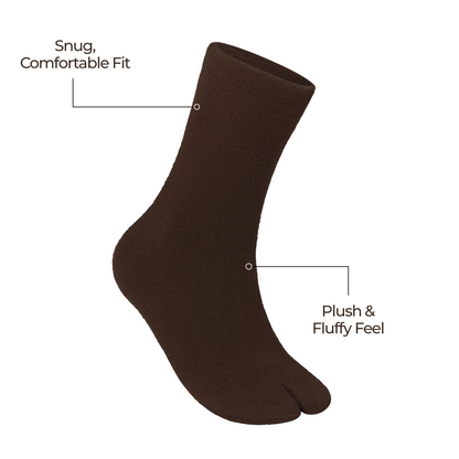 Women fuzzy Crew length socks - (BROWN)