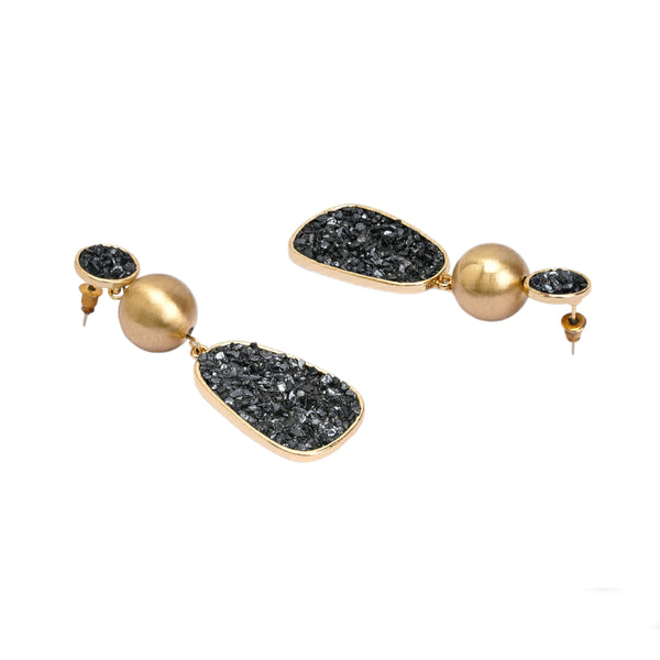 Granite black drop earrings