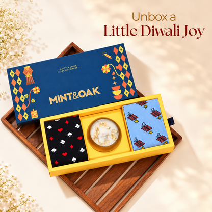 Diwali Gift Box with Crew Socks & Candle