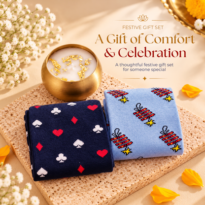 Diwali Gift Box with Ankle Socks & Candle