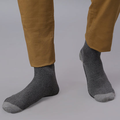 Herringbone Men's Crew Socks (Grey)
