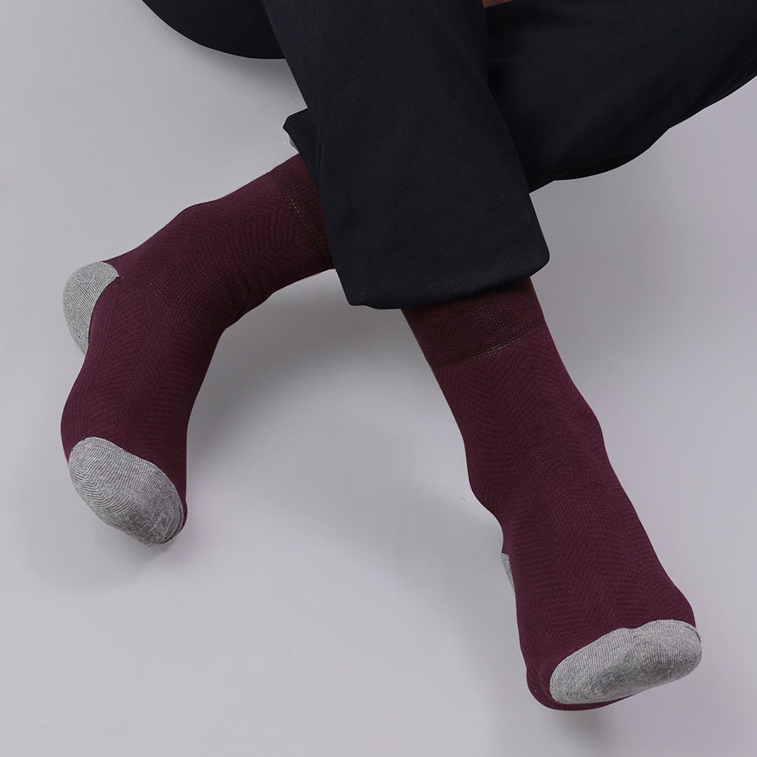 Herringbone Men's Crew Socks (Maroon)