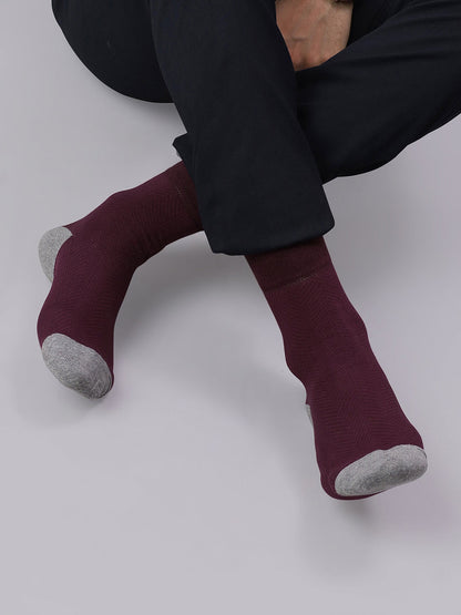 Herringbone Men's Crew Socks (Maroon)