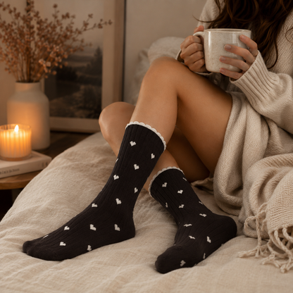 Women's Wool blend Crew Set of 3 Socks - (Off White, Black, Dark brown)