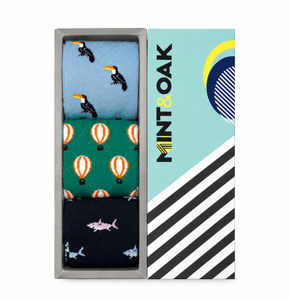 Born to Explore Set-of-3 Crew Socks for Men