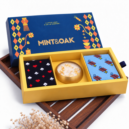 Diwali Gift Box with Ankle Socks & Candle