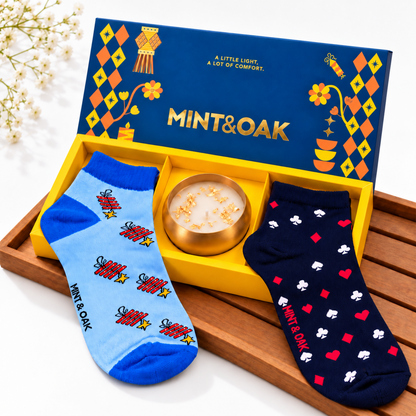 Diwali Gift Box with Ankle Socks & Candle