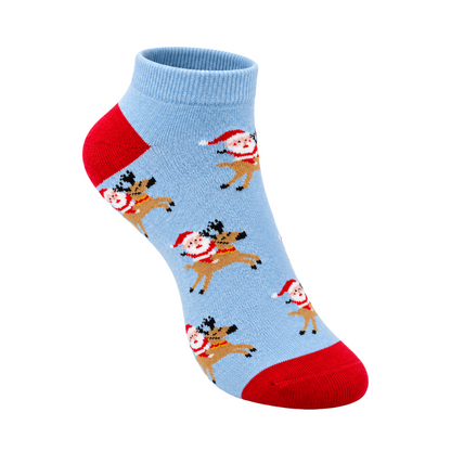 Reindeer Ride with Santa Ankle Socks for Women