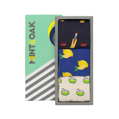 Sip, Slice & Stride Set-of-3 Crew Socks for Men
