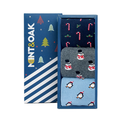 Christmas Cheer Set-of-3 Crew Socks for Men